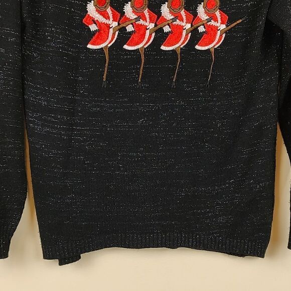 Isabella's Closet Crew Neck Christmas Sweater Embroidered Reindeer Rockettes - Picture 6 of 10